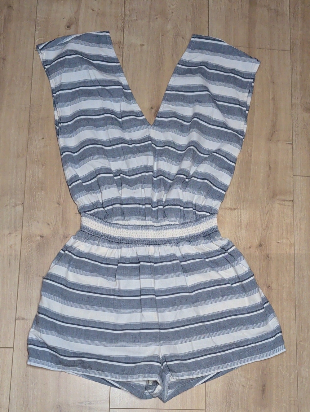 Madewell Blue & White Striped V-Neck Romper